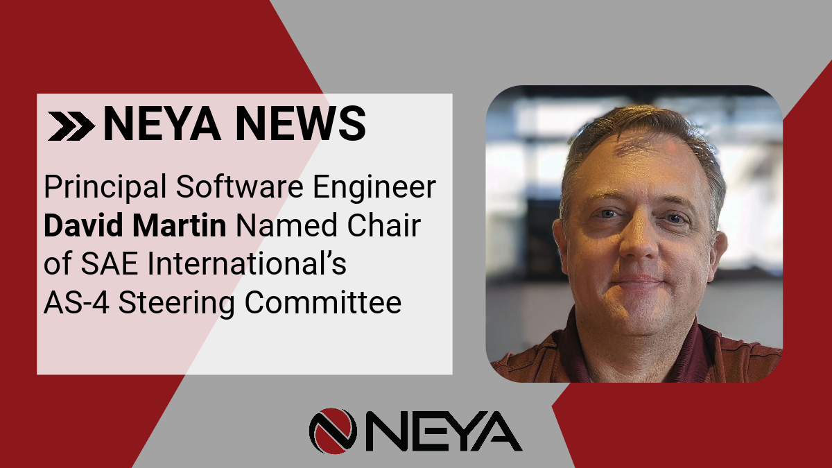 Featured image for “Neya Principal Robotics Software Engineer David Martin Named Chair of SAE International’s AS-4 Steering Committee”